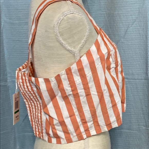 NWT Kenzie size large Striped Coral and White Women's crop Top - Picture 7 of 7